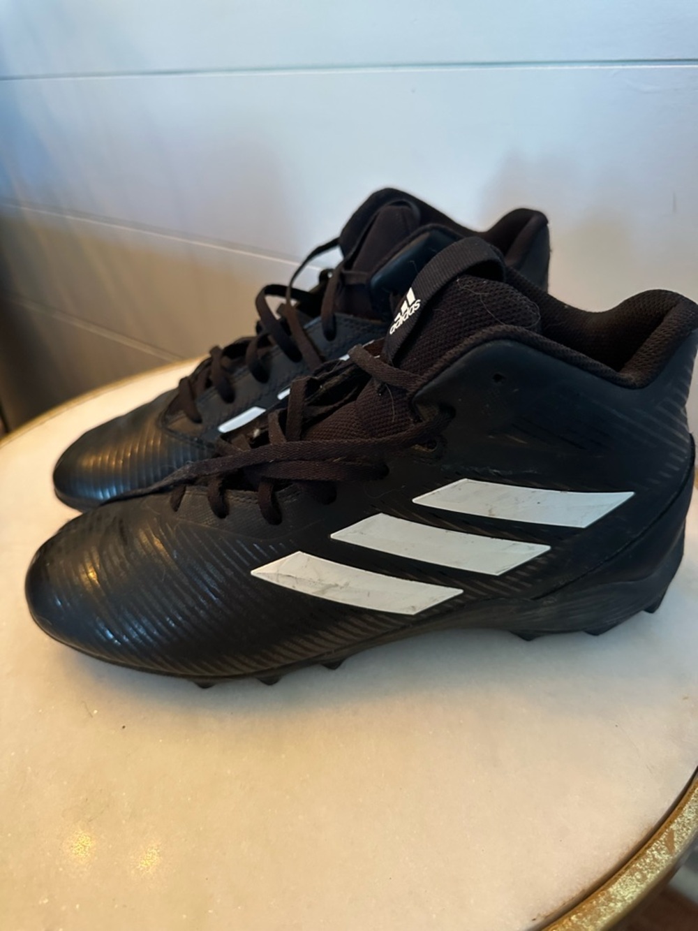adidas Men’s Black Football Cleats with White Stripes